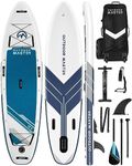 Inflatable Stand Up Paddle Board, Premium OutdoorMaster SUP Board Set with Backpack, Coil Leash, Pump, Paddle, Fins, Kayak Paddle Boards for Adults & Youth (White+Hand Pump)