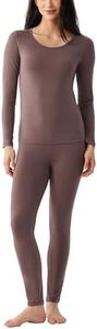 GYS Bamboo Viscose Long Johns Sets Thermal Underwear for Women Long Sleeve Base Layer, Khaki, Large
