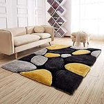 Aone Enterprises Modern Microfiber Shaggy Carpet for Home Living Room Cabin Soft Fluffy Fur Rug for Kitchen Bedside Runner Carpets for Bedroom (Yellow Stone, 4 x 6 ft)