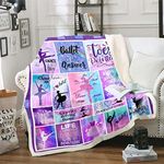 Ballet Girls Blanket Ballet Lovers Throw Blanket Blue Purple Gradient Fuzzy Blanket Graceful Ballerina Girly Fleece Blanket Gymnastics Sports Geometric Patchwork Modern Trendy Sherpa Blanket 50"x60"