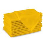 Encasa Cotton Cloth Napkins | Set of 12 | Size 43x43 cm | Sunbeam Yellow Solid Color | Machine Washable