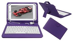 ACM USB Keyboard Case Compatible with Xolo Qc800 8" Tablet Cover Stand Study Gaming Direct Plug & Play - Purple