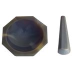 LABART Agate Mortar and Pestle Set Grey | 4.0" Inner Diameter | Depth Between 0.5-0.7 Inch for Laboratory, Classroom, Kitchen Use | Agate Stone