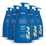 E45 Rich Skin Lotion 400 ml x5 Pack – E45 Moisturising Lotion with Evening Primrose Oil – Lightweight Body Lotion for Dry and Sensitive Skin – Long-Lasting Moisturisation for Soft and Supple Skin