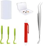 Tick Remover Tool for Dog Cats Human & Pet, Pain Free Small Medium Large Removal Twister Bar Hooks Fine Point Tweezer Tick Puller Removes Head Body Pince A Tique Pour Chien Flea Lice Comb Remover Kit