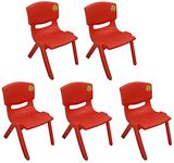 TOYO 5x Children Strong Stackable Kids Plastic Chairs Picnic Party Garden Nursery Club Indoor Outdoor (Red)