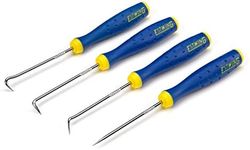 Estwing 4pc Mini Pick & Hook Set for Hose, Clip, and Seal Removal, includes Scratch Awl, Straight Pick, 90-Degree Pick, and a 40-Degree Pick/Hook, Chrome Vanadium Steel, Comfortable Grip