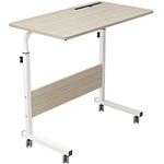 soges Adjustable Mobile Table with Tablet Slot 31.4inches Portable Laptop Computer Stand Desk Cart Tray, White Maple 05#3-80MP-CA