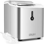 KUMIO Ice Makers Machine Countertop, 12kg/24h, 9 Thick Bullet Ice Ready in 6-9 Mins, Portable Ice Maker with Ice Scoop and Basket, 1.5L Water Tank, Compact Design for Home Kitchen Office Party(Sliver)