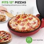 NutriChef Countertop Pizza Maker | 1500W Non-Stick Electric Pizza Cooker | Make 12" Personal Pizzas, Eggs, Toast & More | Cool-Touch Handles, Compact & Space-Saving | Temp Range 175-400°F | Red