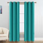 HOME UTSAV 1 Piece Faux Silk 100% Opaque Blackout Curtains for Window 5 Feet, Aqua (Aqua, 5 Feet (1Pc))