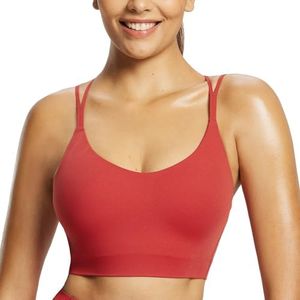 baleaf everleaf Women's Sports Bra Longline Padded Yoga Bra Low Impact Strap Workout Crop Tank Tops Lava Falls 3XL