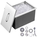 Happybuy Drop in Ice Chest 23''L x 17''W x 12''H with Cover 304 Stainless Steel Drop in Cooler Included Drain-Pipe and Drain Plug Drop in Ice Bin for Cold Wine Beer