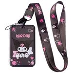 Kuluomi Cute Badge Card Holder with Lanyard, ID Credit Card Holder Purse Pouch Card Case Neck Pouch Wallet Durable Card Holder for Students Teens