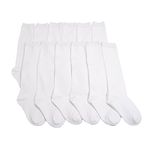 Angelina Girls Cotton 12 Pair Knee High Socks (White, Large)