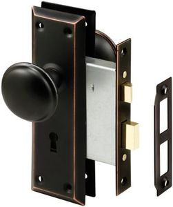 Prime-Line Products E 2495 Mortise Lock Set, Keyed, Classic Bronze Knob