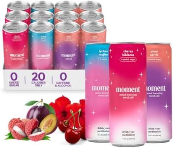 Moment Adaptogen Drink (Shark Tank) - SPARKLING Combo | Cherry Hibiscus, Lychee Mint, Plum Ginseng | L-Theanine & Ashwagandha for Calm & Clarity | 0 Added Sugar, 0 Caffeine, 0 Alcohol | 24-pack