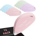 Secopad 12 Pack Scrapbook Tape, Double Sided Tape Roller for Crafts, Adhesive Glue Runner for Scrapbooking Journal Supplies, Glue Roller for School Office, 0.3IN x 26FT, 4 Light Colors Mix