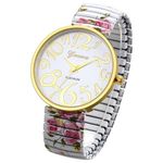 Oidea Women's Easy Reader Watch: Bohemian Printed Super Large Clear Number Stretch Wrist Watch Elastic Strap Watches for Women Waterproof Ladies Wristwatch White