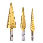 3PCS Step Drill Bit Set High Speed Steel Titanium Coated Cone Drill Bits Hole Cutter Power Tools for DIY Plastic Wood Metal