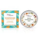 Earth Rhythm Shampoo & Conditioner Bar Combo, Murumuru Butter Shampoo Bar & Argon Oil Conditioner Bar for Curly & Wavy Hair, 100% Biodegradable, Plastic-free Packaging, 80 GM