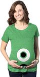 Maternity Monster Eye Ball Funny Pregnancy Tee Cute Halloween Baby Bump T Shirt (Heather Green) - S