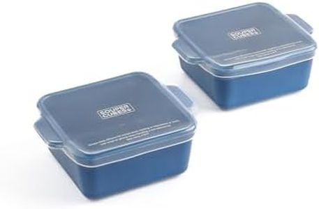 Souper Cubes Stoneware 2.0-5" x 5" Baking Dishes for Oven, Made in USA, Premium Mini Ceramic Baking Dishes with Silicone Covers for Individual Portions, Set of 2 - Blueberry