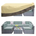 PureFit Patio Furniture Set Covers, Outdoor Table Furniture Cover Waterproof Rectangle, Patio Sectional Couch Cover for Lawn, Deck, and Backyard, Anti-fade & Tear Resistant, 74"L x 47"W x 28"H, Beige Brown