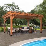 Backyard Discovery Beaumont 16 ft. x 12 ft. All Cedar Wooden Pergola Kit for Backyard, Deck, Garden, Patio, Outdoor Entertaining | Wind Rated at 100 MPH Light Brown