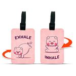 Ultra 3D Lenticular Luggage/Bag/Travel ID Label Tags for Suitcase & School Bags | Set of 2 | Funny Quote Pink Cute Piggy Yoga Gift for Kids & Friends