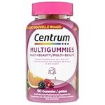 Centrum MultiGummies, Multi+Beauty Multivitamin Gummies, Hair, Skin & Nails Vitamins for Men & Women, Cherry, Berry, and Orange Flavours, 90 Gummies (Packaging May Vary)