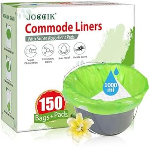 Bedside Commode Liners, 150 Bags + 150 Pads for Bedside Toilet Chair Bucket, Super Absorbent, Unscented, Leak-Proof, Universal Size