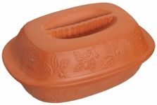 KitchenCraft KCHMROAST Roasting Pan with Lid and Recipe in Gift Box, Terracotta, Orange, 35 x 27 x 16.5 cm