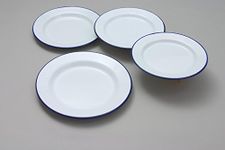 Set of 4 Traditional Falcon White Enamel Dinner Plate Roasting Baking (24cm)