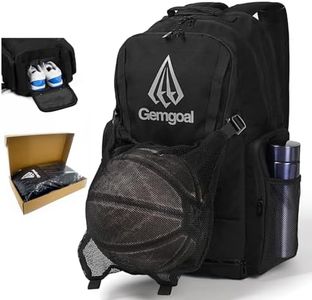 Gemgoal Large Basketball Bag for Men with Ball Hold Shoe Compartment Basketball Backpack for Boys for School with Water Bottle Holder Fence Hook Best for Soccer Multiple Compartments