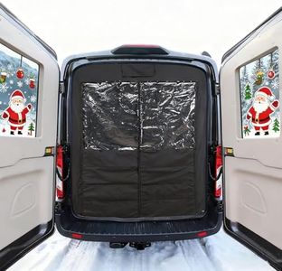 Vanhoxcci Insulated Rear Door Van Chill Curtain Fit for Ford Transit 2015-2025 Medium Roof, Thermal Blackout Privacy, Waterproof Canvas with PVC Window, Auto-Close Magnets, Ideal for Vanlife & Camping