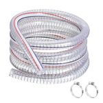 uxcell 3/4" ID x 10 Ft PVC Tube Steel Wire Reinforced Tubing Flexible Vinyl Hose Pipe Clear Suction Chemical Resistant Thick Tubing