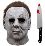 TIZHJOZI Michael Myers Mask with Knife, Halloween Mask Michael Myers Adult Mask, Latex Scary Face Masks For Costume Party