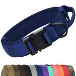 Joytale Tactical Dog Collar with Handle, Heavy Duty Military Dog Collar with D Ring, Adjustable Tactical Collars for Large Dogs Training, Navyblue, L