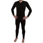 Men All in One Union Winter Warm Ski Thermal Underwear Boiler Suit Zip Up Size:Medium Main Colour:Black