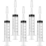 GOLDEROC 5Pcs Plastic Syringe 50ml (60ml) Individually Packaged Lab Syringes, Reusable Syringe 50ml for Liquids Extraction and Pet Feeding, Small Syringe for Laboratory&Science Use