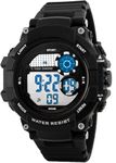 Time Up Digital Dial Backlight,Alarm,Stopwatch Sports Watch for Men-GSPORTS-X (Black)