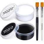 BOBISUKA Blank in the Dark Black + White Oil Face Body Paint Set, Large Capacity Professional Paint Palette Kit with Brushes for Art Theater Halloween Party Cosplay Clown Sfx Makeup for Adults (140g/4.93)