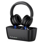 iDiskk 【Upgraded】 Wireless Headphone for TV Watching with Bluetooth 5.2 Tramsitter &Charging Dock,Premium TV Headphone, 35Hrs Audio Playtime,No Lip-Sync Delay,Digital OPT,RCA,AUX,Plug &Play, Black