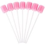 Healvian 100pcs Oral Care Sponge Swab Disposable Mouth Swab Tooth Cleaning Tool Dental Care Kit (Pink)