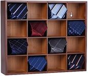 Ribgwo Tie Organizer Wall Mounted Tie rack,Tie box for Men,Tie Storage Box Organizer with 16 Compartments，Tie Display Racks for Bedroom, changing room, Men Wardrobe