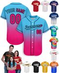 Xiuyours Pink Custom Women Baseball Jersey Personalised Name Number Logo Baseball Top Customised Softball Jersey Shirts for Kids Men, S-4XL