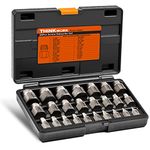THINKWORK Screw Extractor Set, 25 Piece Easy Out Bolt Extractor Set, Multi-Spline, for Removing Broken Studs, Bolts, Screws