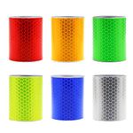 INKNOTE 6 Rolls Reflective Warning Tapes Waterproof Durable Night Safety Conspicuity Reflector Stickers, 6 Colors Suitable for Motorcycle, Trailer, Car, Truck, Baby Carriage, Outdoor Sports or Decor