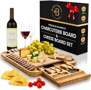 Charcuterie Board - Bamboo Cheese Board and Charcuterie Boards Gift Set with Knife for Entertaining, Bridal Shower Gifts, Wedding Gifts for Couples 2024, House Warming Gifts New Home - by Bambüsi